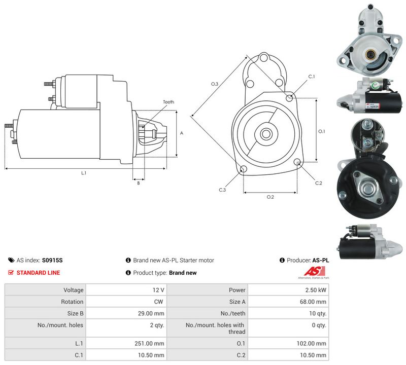 Starter, AS-PL S0915S