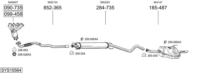 BOSAL kipufogórendszer SYS15564