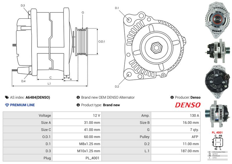 AS-PL A6484(DENSO) Alternator