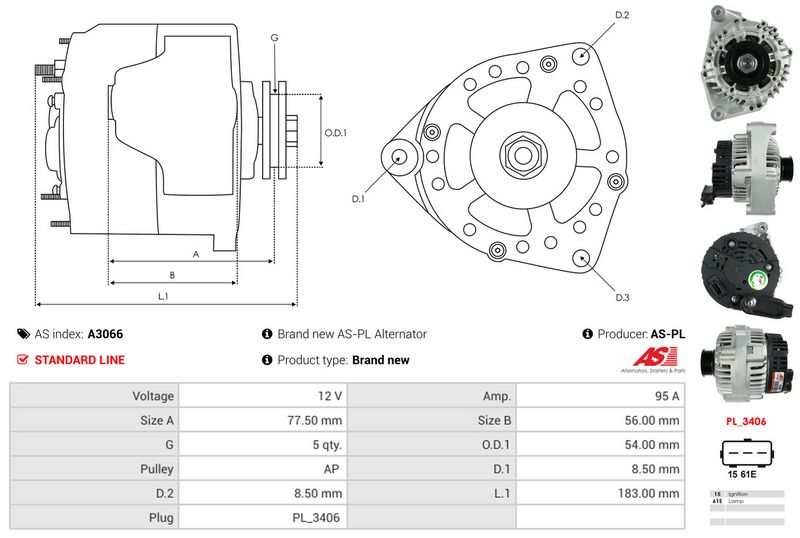 AS-PL A3066 Alternator