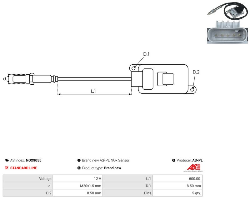 NOx-sensor, karbamiidipritse, AS-PL NOX9055