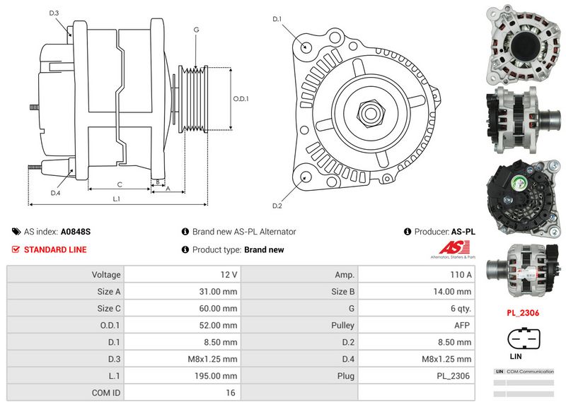 AS-PL A0848S Alternator