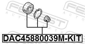 Комплект колісних підшипників, Febest DAC45880039M-KIT