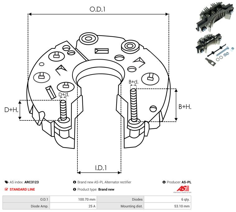 AS-PL ARC3123 Rectifier, alternator