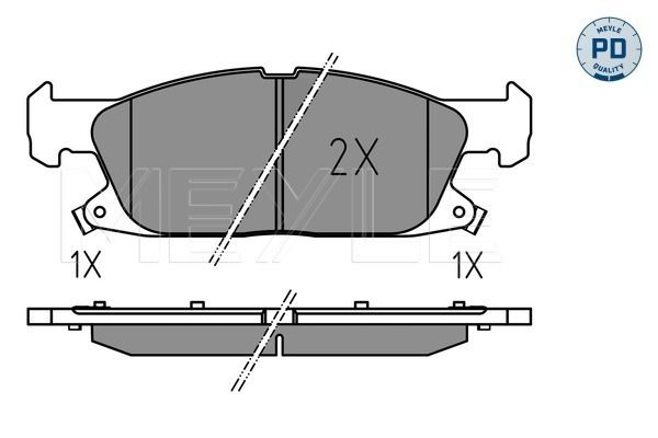 Комплект гальмівних накладок, дискове гальмо, передня вісь, з акустичною системою попередження про знос, Meyle 0252241219