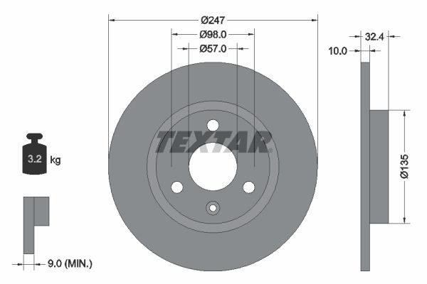 TEXTAR féktárcsa 92067300