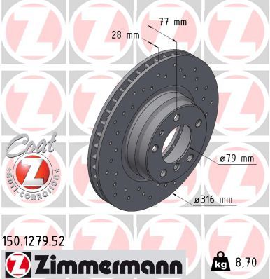 Гальмівний диск, Zimmermann 150.1279.52