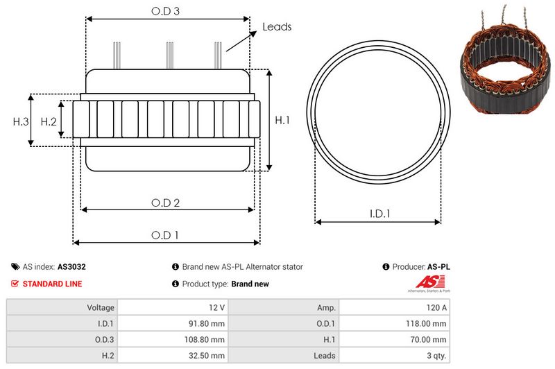 Staator, generaator, AS-PL AS3032