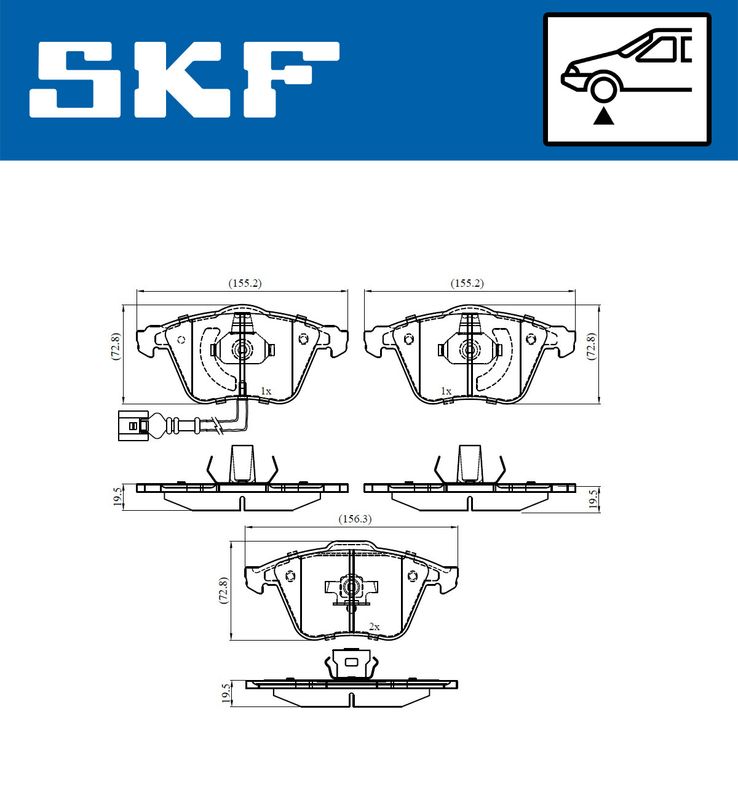 Комплект гальмівних накладок, дискове гальмо, Skf VKBP80594E