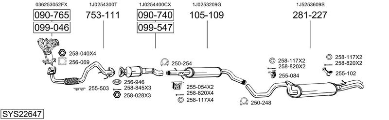 BOSAL kipufogórendszer SYS22647