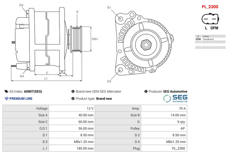 Brand new OEM SEG Alternator