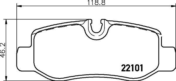 Комплект гальмівних накладок, дискове гальмо, Hella 8DB355021-761