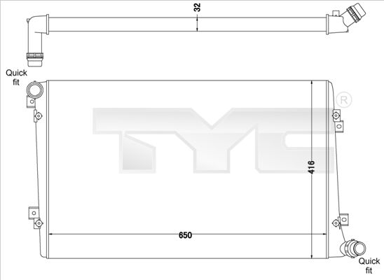 Радіатор, система охолодження двигуна, Tyc 737-0063-R