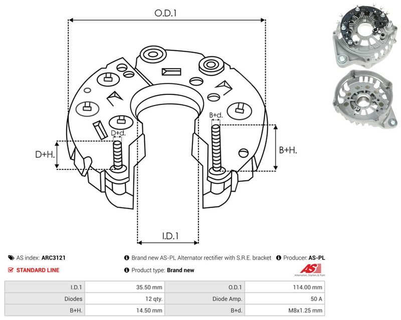 AS-PL ARC3121 Rectifier, alternator