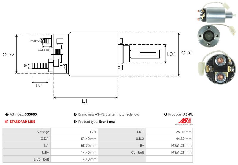 AS-PL SS5005 Solenoid Switch, starter