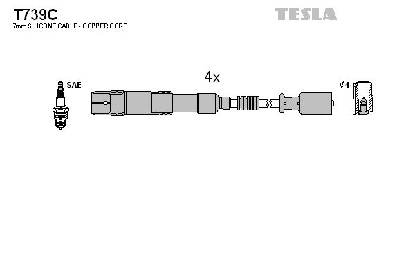 Комплект проводів високої напруги, Tesla T739C