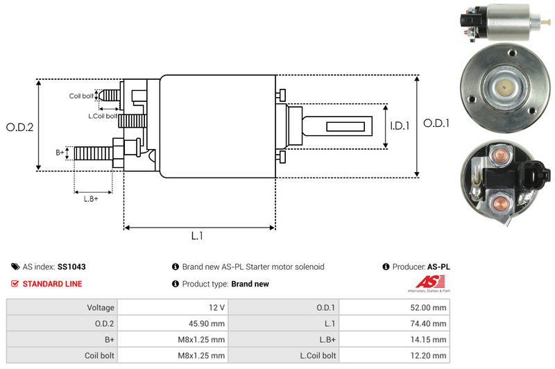 AS-PL SS1043 Solenoid Switch, starter