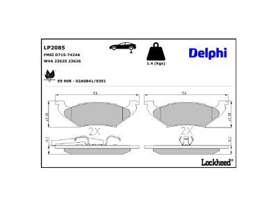 DELPHI LP2085 - Brake Pad Set, disc brake