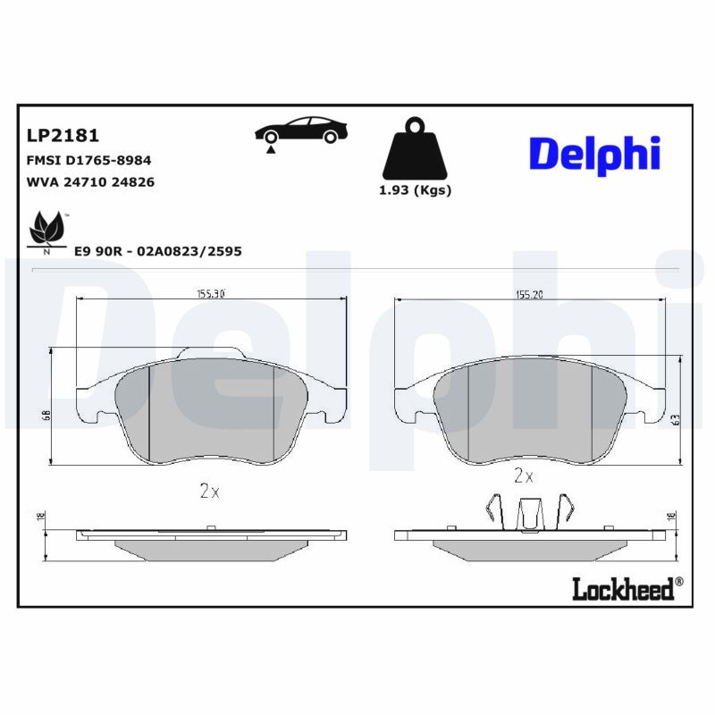 Piduriklotsi komplekt, ketaspidur, DELPHI LP2181