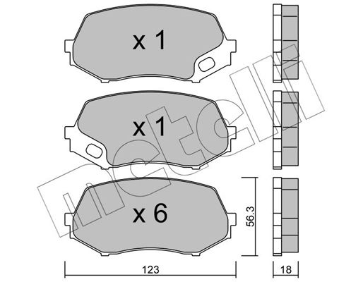 Комплект гальмівних накладок, дискове гальмо, Metelli 22-0874-0