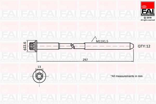 FAI Cylinder Head Bolt Set B1137