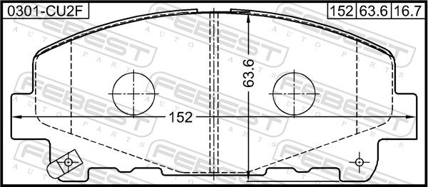 Комплект гальмівних накладок, дискове гальмо, Febest 0301-CU2F