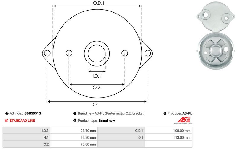 AS-PL SBR5051S Starter Lid, carburettor