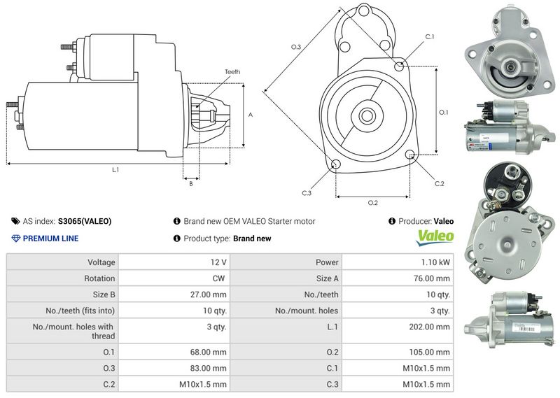 AS-PL S3065(VALEO) Starter