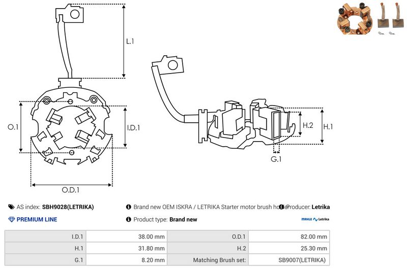 Kinnitus, süsinikuharjad, AS-PL SBH9028(LETRIKA)
