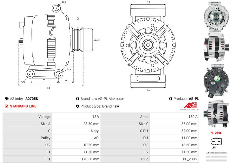 AS-PL A0705S Alternator