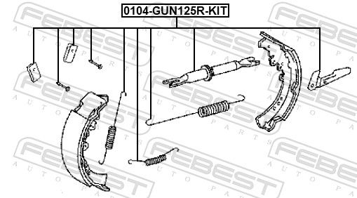 FEBEST 0104-GUN125R-KIT Accessory Kit, parking brake shoes