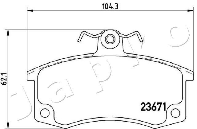 Комплект гальмівних накладок, дискове гальмо, Japko 50046