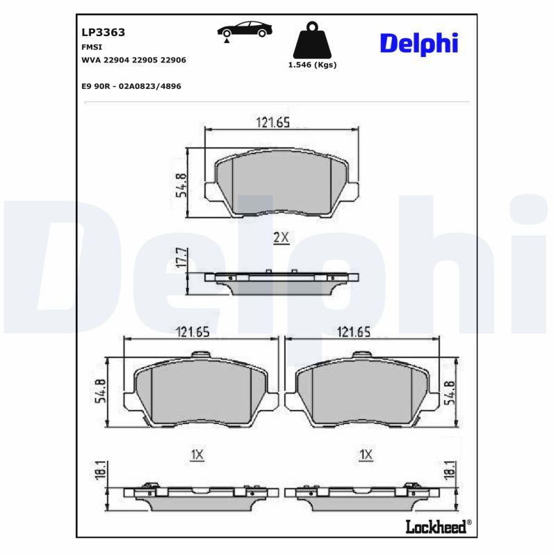 Piduriklotsi komplekt, ketaspidur, DELPHI LP3363