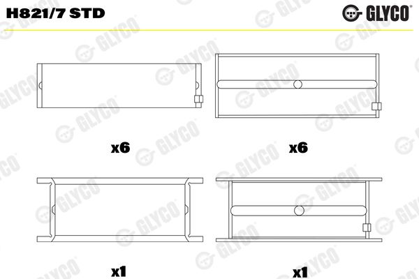 Hlavní ložiska klikového hřídele H821/7 STD