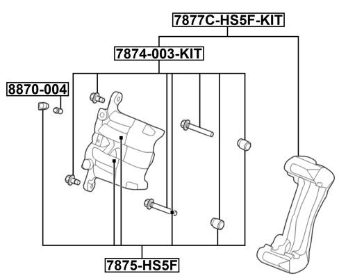 Juhthülsikomplekt, pidurisadul, FEBEST 7874-003-KIT