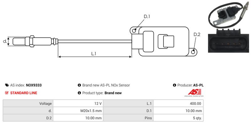 AS-PL NOX9333 NOx Sensor, urea injection