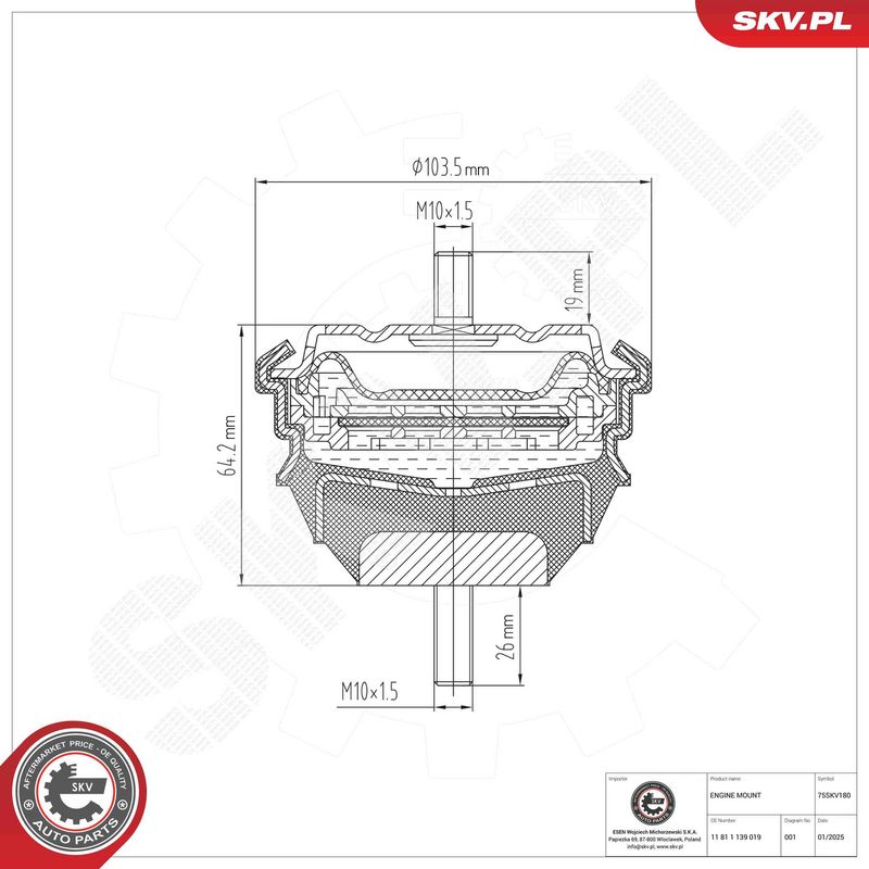 Paigutus, Mootor, ESEN SKV 75SKV180