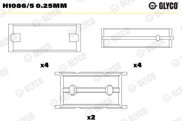 Комплект вкладишів колінвалу 0,25мм H108650.25MM