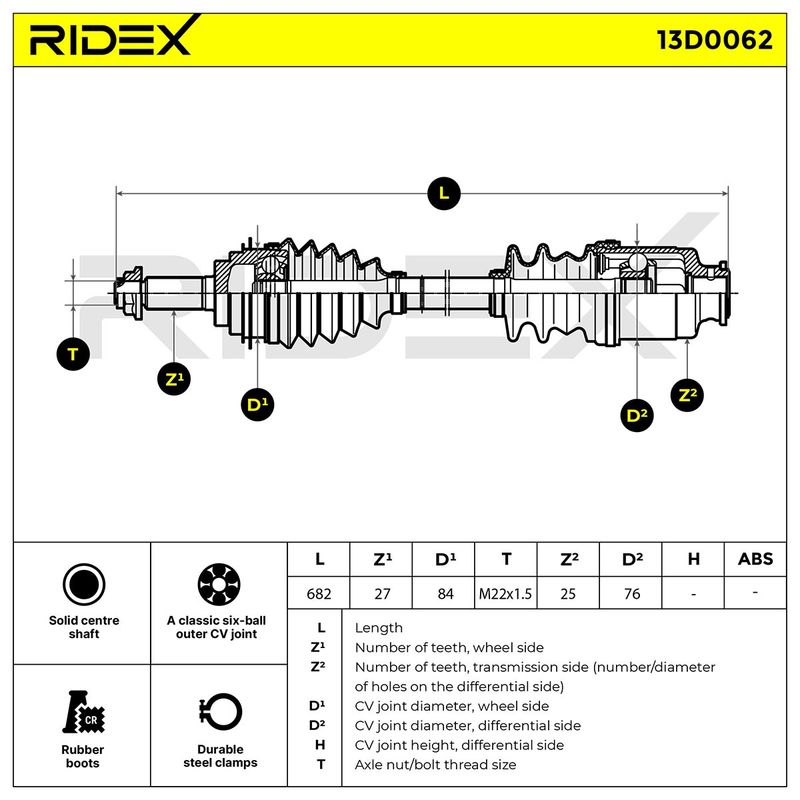 полуоска RIDEX