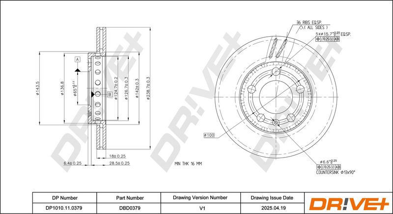 Disc frana DP1010.11.0379 Dr!ve+