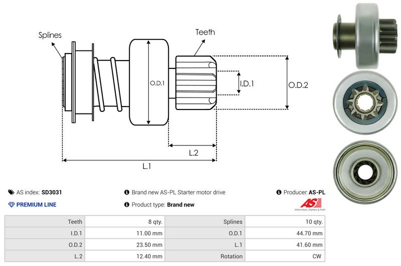 AS-PL SD3031 Freewheel Gear, starter