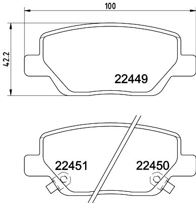 Комплект гальмівних накладок, дискове гальмо, Hella 8DB355025-861