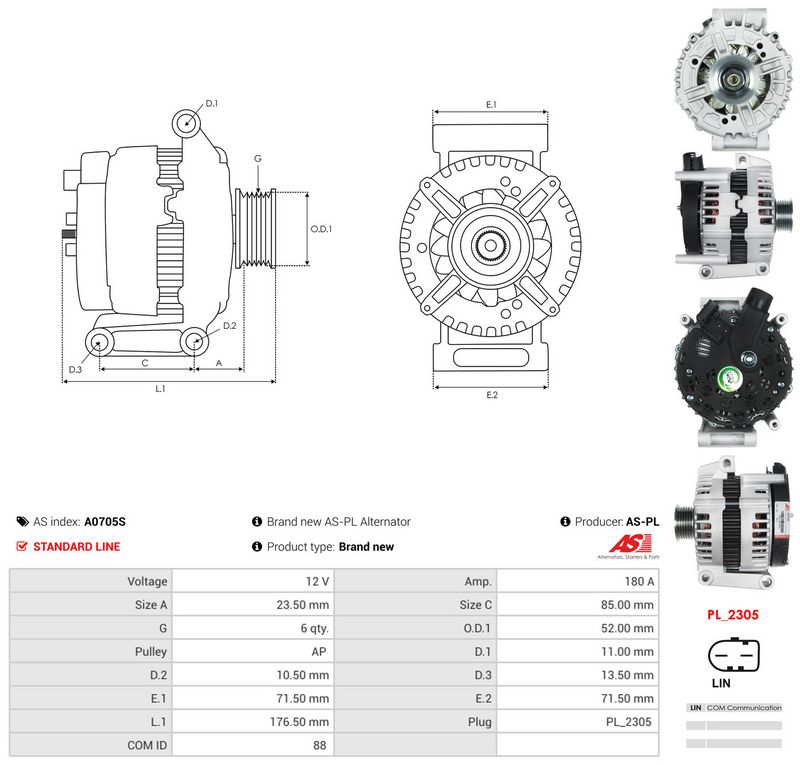Generaator, AS-PL A0705S
