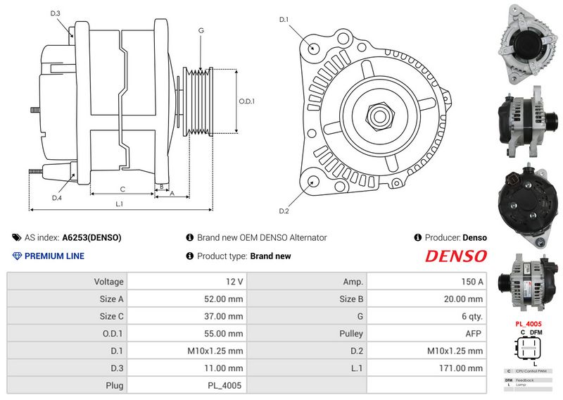 AS-PL A6253(DENSO) Alternator