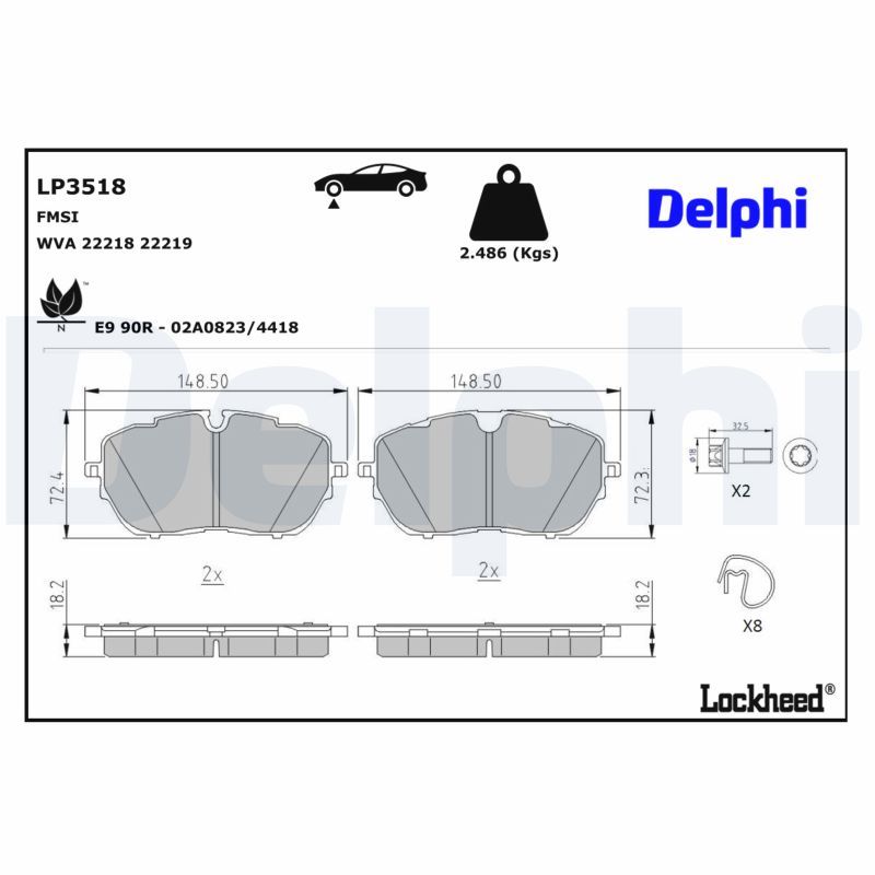 Piduriklotsi komplekt, ketaspidur, DELPHI LP3518
