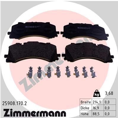 Комплект гальмівних накладок, дискове гальмо, Zimmermann 25908.170.2