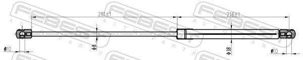 FEBEST 29117-005 Gas Spring, boot/cargo area