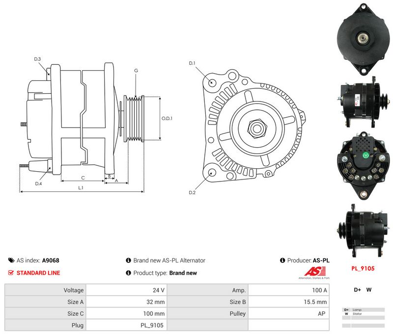 AS-PL A9068 Alternator