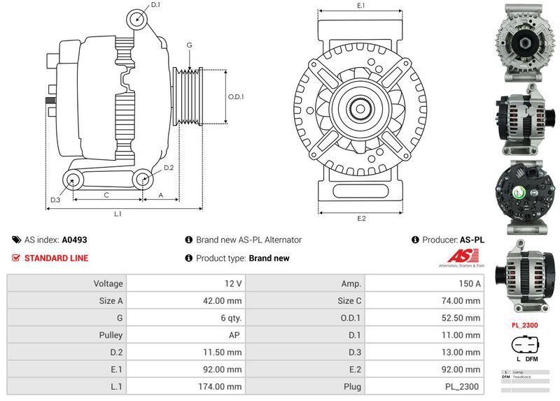AS-PL A0493 Alternator