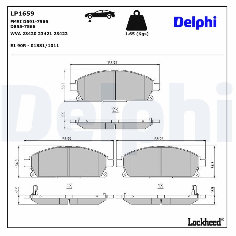 Piduriklotsi komplekt, ketaspidur, DELPHI LP1659